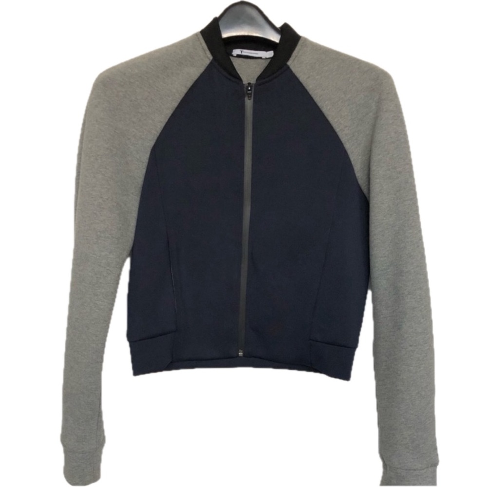 T by Alexander Wang Grey Navy Bomber Jacket Size M